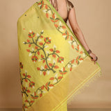 Fall Leaf Brown Pure Cotton Saree With Jamdani Needlework