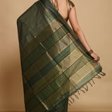 Woodland Green Pure Kosa Tushaar Saree