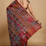 Metallic Copper Pure Bangalore Silk Saree With Gujarati Work