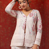 Pinkish Cream Cotton Floral Printed Co-Ord Set