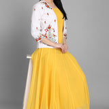 Yellow Georgette Long Kurti With Jacket