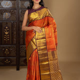 Rusty Orange Kanjivaram Silk Saree