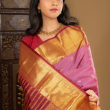 Pink Kanjivaram Silk Saree With Buttis