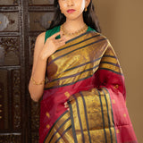 Dark Crimson Pink Kanjivaram Silk Saree