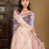 Dark Purple Floral Kanjivaram Silk Saree