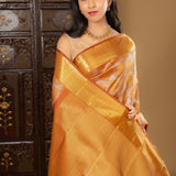 Golden Floral Kanjivaram Silk Saree