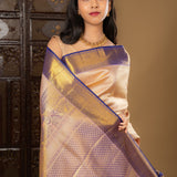 Pastel Pink Floral Kanjivaram Silk Saree