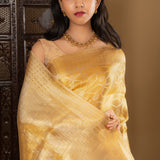 Golden Floral Kanjivaram Silk Saree