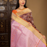 Mulberry Purple Floral Kanjivaram Silk Saree