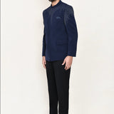 Royal Blue Terry Rayon Prince Coat With Pant