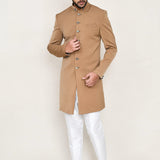 Beige Rayon Sherwani Set