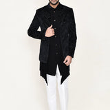 Jute Black Velvet Sherwani Set