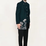 Bottle Green Polyester Suits Set With A Bow