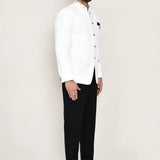 White Cotton Linen Prince Coat With Pant