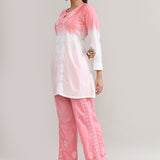 Pinkish Peach Cotton Chikankari Suit Set