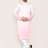 Pink Gradient Satin Silk Kurta Set