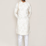 Cream Jacquard Silk Kurta Set