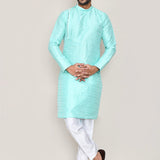 Blue Jacquard Kurta Set