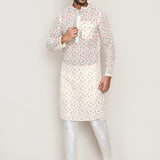 White Georgette Kurta With Thread Work