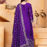 Royal Purple Silk Embroidered Sharara Set