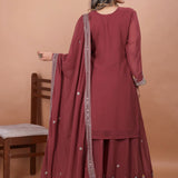 Earthy Brown Georgette Embroidered Sharara Set