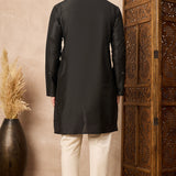 Black Cotton Blend Mirror Work Kurta Set