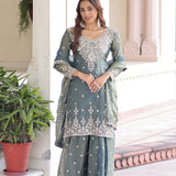 Marble Blue Fendi Silk Sharara Set