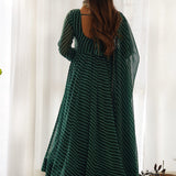 Crayon Green Georgette Leheriya Printed Anarkali Set