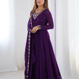 Purple Georgette Embroidered Anarkali Set