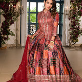 Maroon Satin Printed Lehenga Set