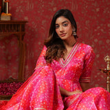 Bright Pink Jimmy Choo Bandhani Printed Sharara Set