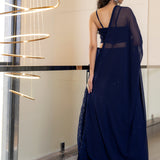 Navy Blue Georgette Chikankari Lehenga Set