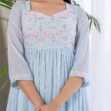 Pastel Sky Blue Georgette Embroidered Anarkali Set