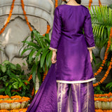 Violet Uppada Silk Solid Kurti Set
