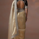 Soft Golden Solid Silk Saree