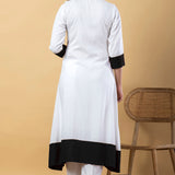 White Rayon Anarkali Set