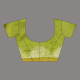 Pea Yellow Katan Silk Saree With Printed Design