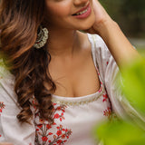 Champagne White Cotton Floral Printed Sharara Set