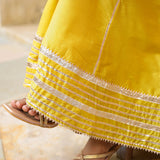 Solid Yellow Cotton Silk Sharara Set