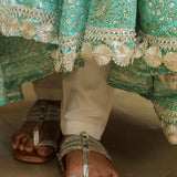 Mint Green Cotton Printed Floral Anarkali Set