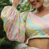 Multicolour Chinon Floral Printed Lehenga Set