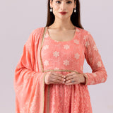 Pink Georgette Anarkali Set With Dupatta