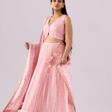 Pink Georgette Lehenga Set With Dupatta