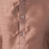Brown Solid Dupion Silk Kurta Set