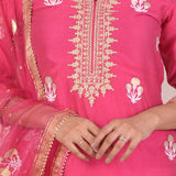 Pink Foil Block Print Kurta Sharara Set With Dupatta