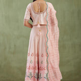 Floral Printed Light Pink Lehenga Set