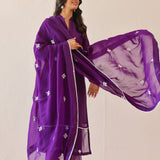 Deep Purple Russian Silk Solid Kurti Set