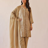 Sage Green Russian Silk Embroidered Kurti Set