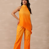Amber Orange Crepe Solid Co-Ord Set