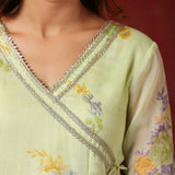 Pastel Green Chiffon Floral Printed Gharara Set